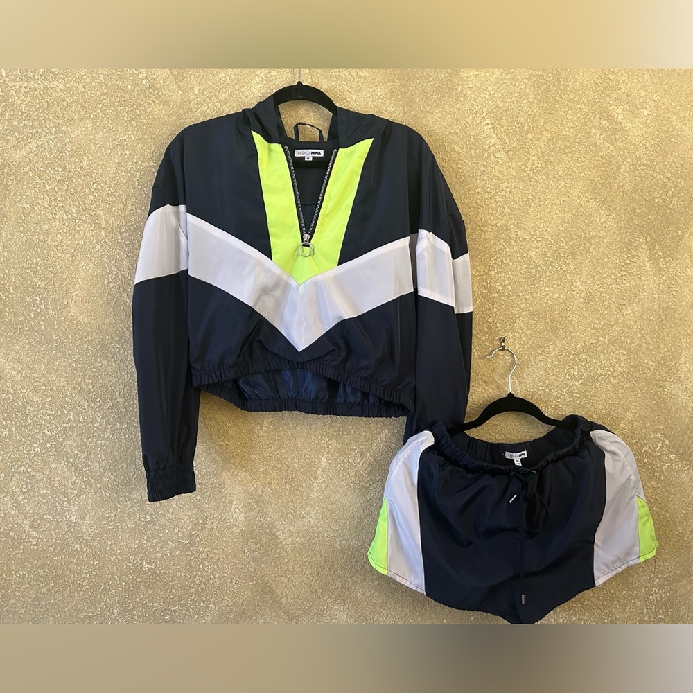 Fashion Nova Electric Green Jogger Short Set